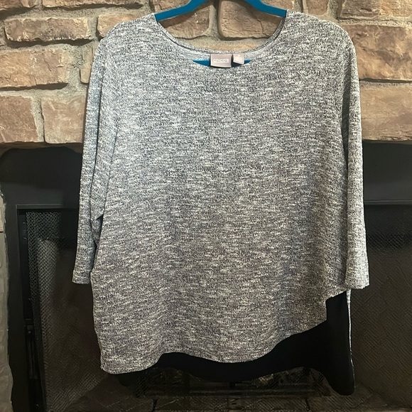 Chico’s black and white high low top. Size is 3X - Picture 1 of 9
